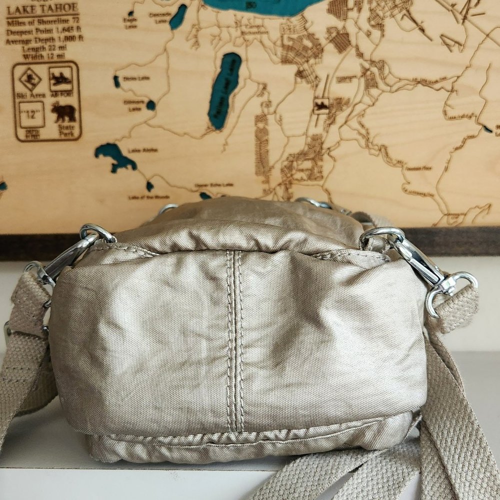 Kipling Mini Convertible Backpack Crossbody Silver Grey Metallic charm - Picture 9 of 15